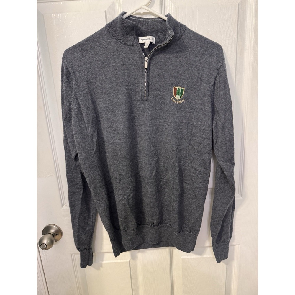 Peter Millar Merino Wool Men's Pine Valley M Quarter Zip Gray Pullover